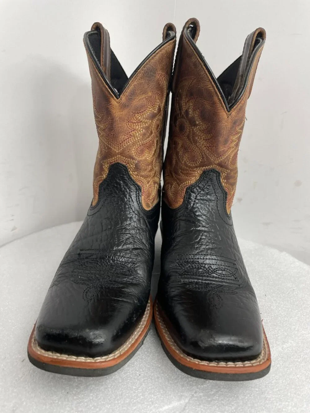 Dan Post Little River Brown Cowboy Boots Western Square Toe Kids Boys Size 1.5